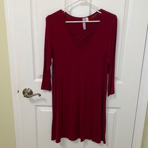 Francesca’s Dark Red T-Shirt Dress